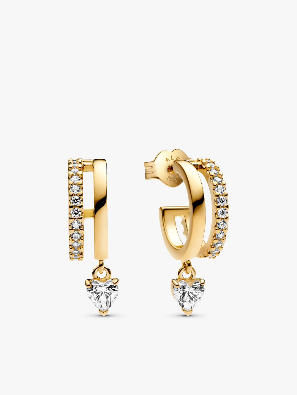 Sparkling Elevated Heart Stud Earrings